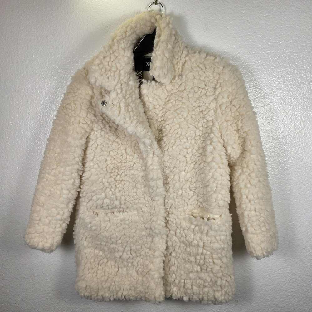 XOXO 100% Vegan Faux Fur Collared Jacket Coat Natural Women's Size S